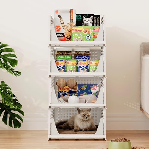 5 Pack Stackable Plastic Storage Basket Foldable Storage Bins K972