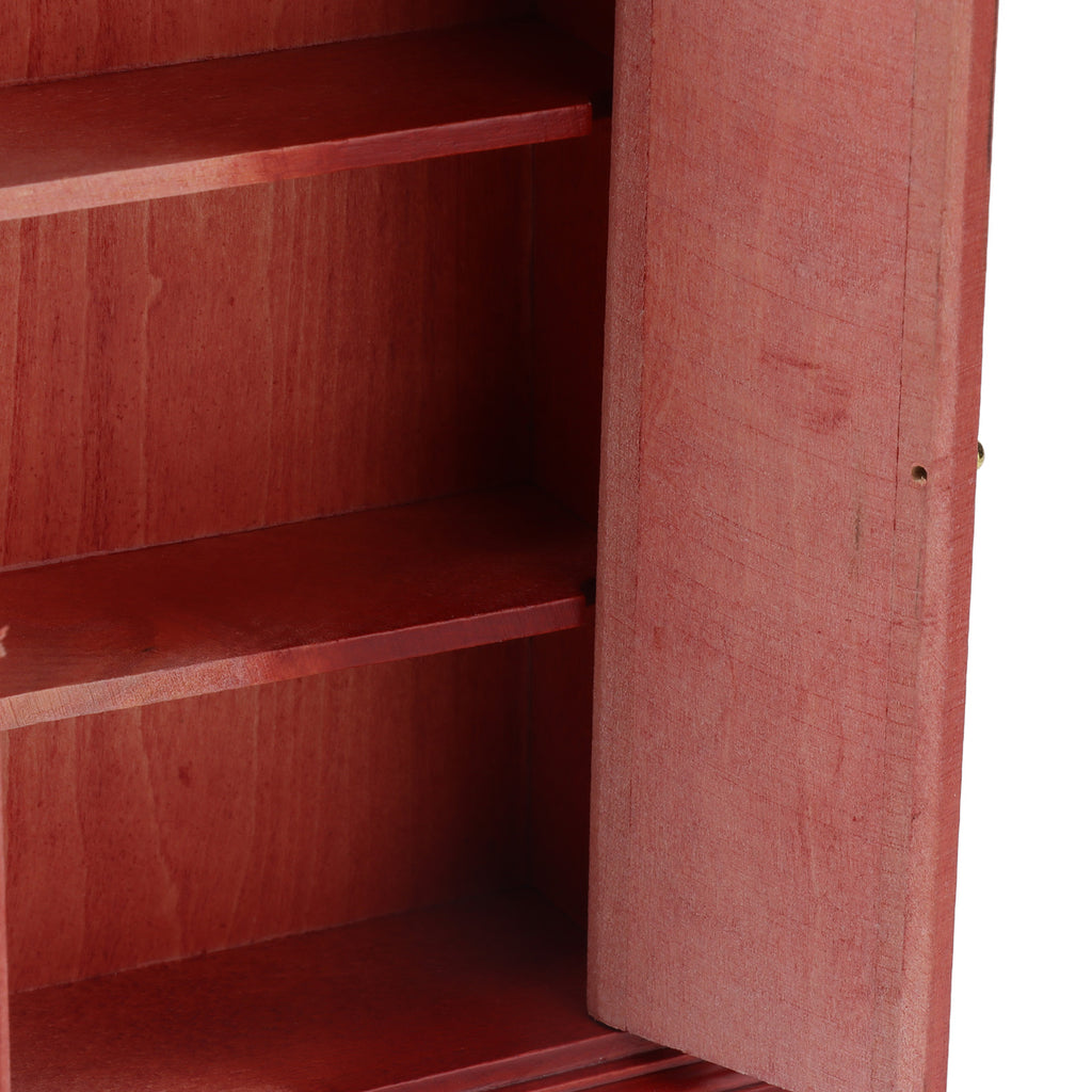 Mini Dollhouse Red Birch Wardrobe Wooden Furniture A928192
