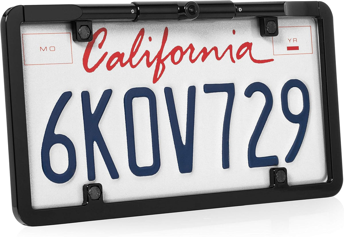 Chrome License Plate Backup Camera with Active Parking Lines E21637