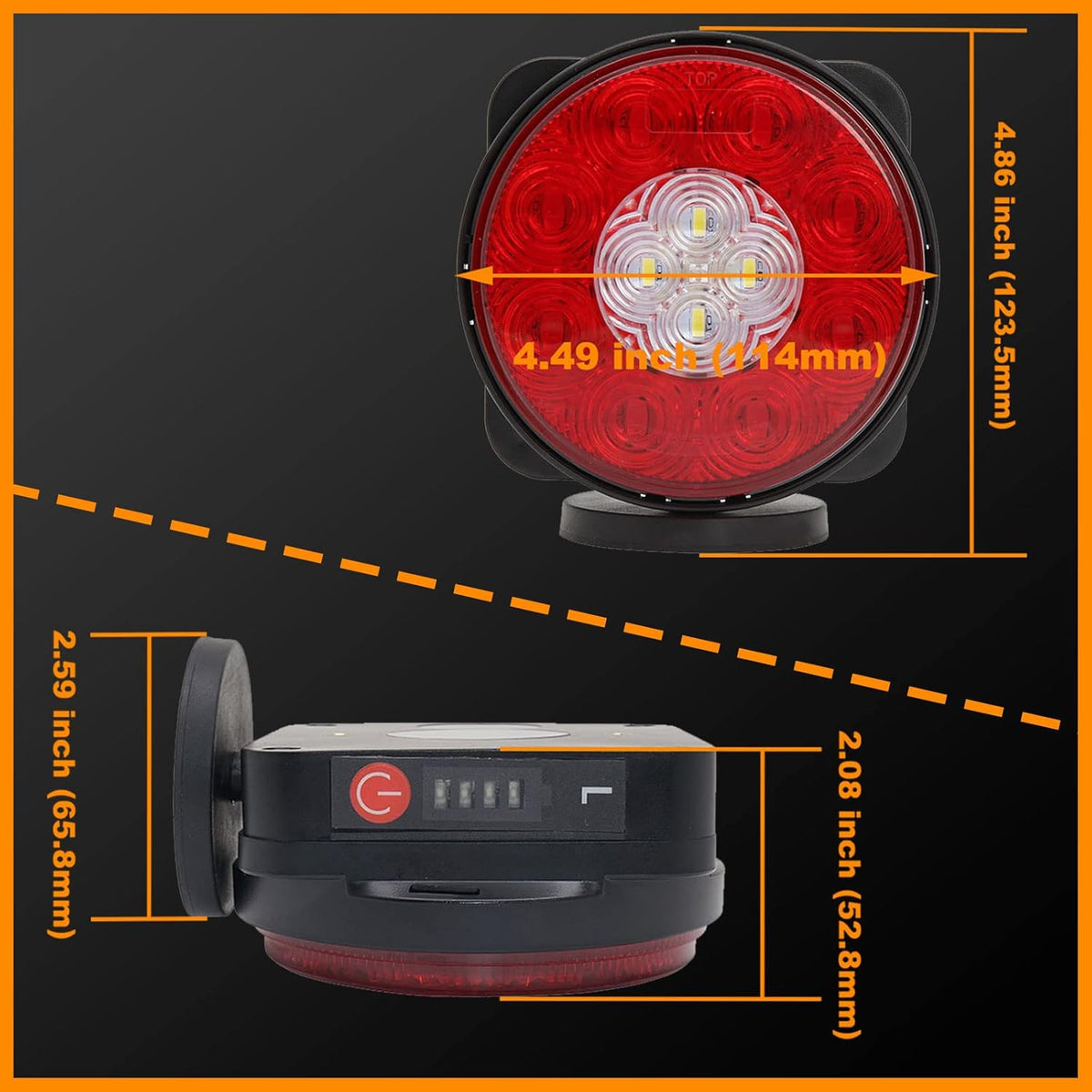Magnetic Wireless Trailer Towing LED Light Kit with 7 Pin Transmitter Connectors Rechargeable Battery M308