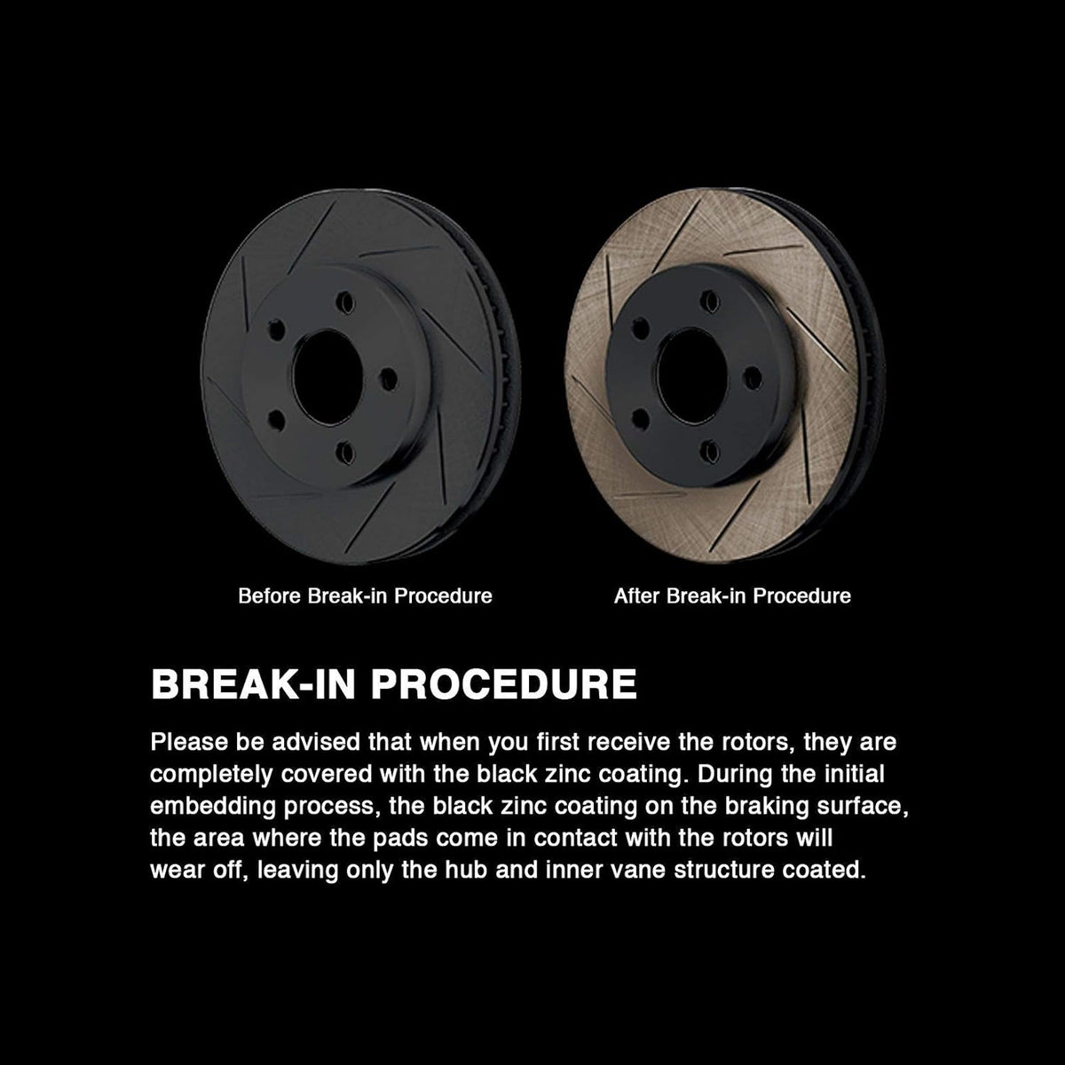Black Zinc Slotted Brake Rotors A322