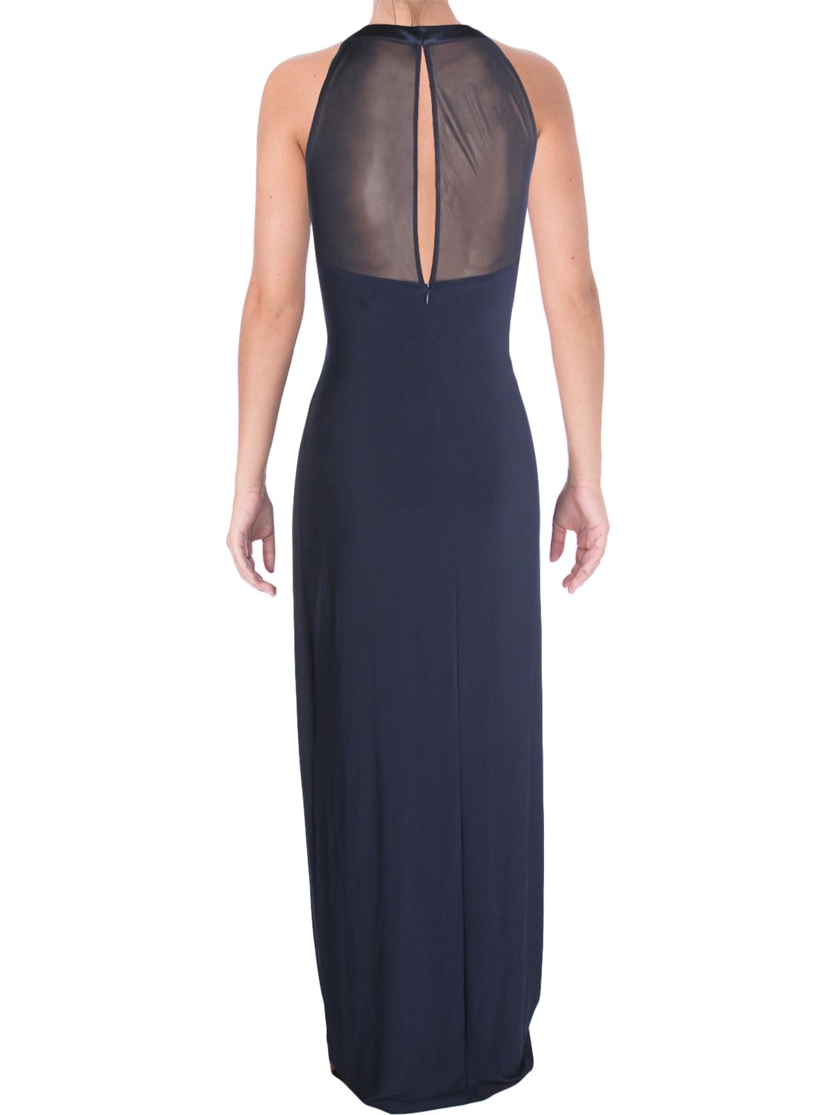Mesh Back Jersey Column Gown N549101
