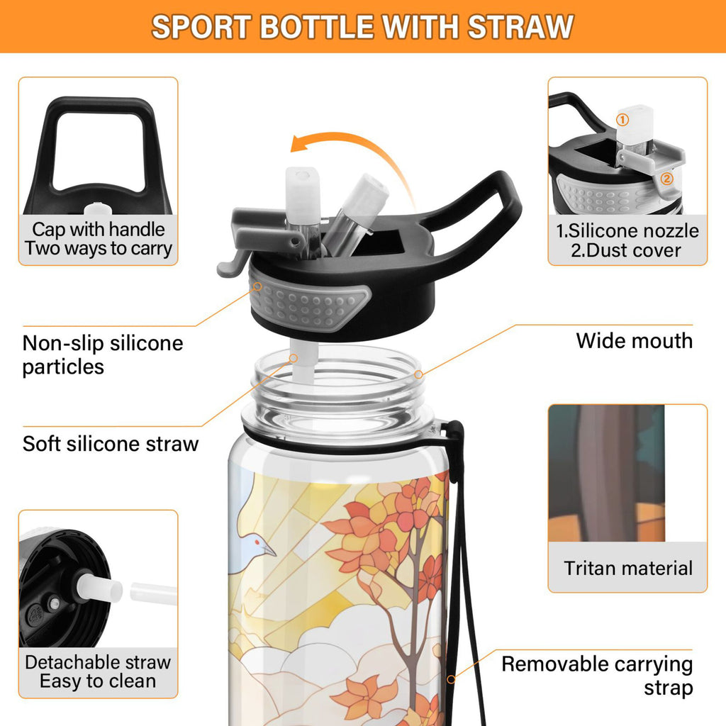 32oz Tritan Leakproof Clear Water Bottle with Straw B58599