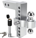 Adjustable Trailer Hitch Ball Mount, 2.5-Inch Receiver, 8-Inch Drop, Forged Aluminum Shank, 2-Inch and 2-5/16-Inch Combo Stainless Steel Tow Balls with Double Pin Key Locks E329307