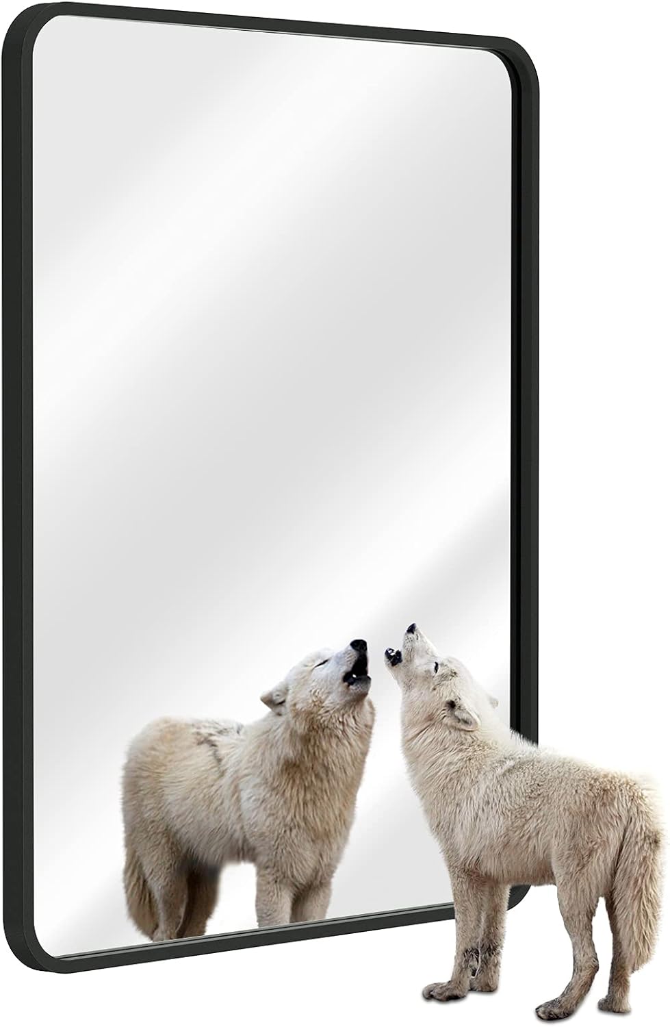 Black Rectangle Wall Mounted Mirror with Aluminum Frame H9753
