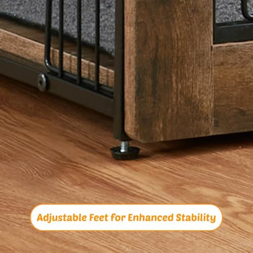 Wooden Dog Crate End Table with Dual Doors, 27 Inch N727803