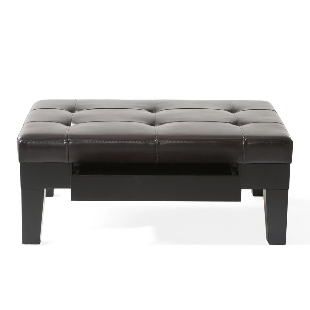 Dark Espresso Bonded Leather Storage Ottoman W310