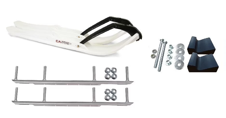 White XPT Snowmobile Skis with 9" Shaper Bars Complete Kit F91138