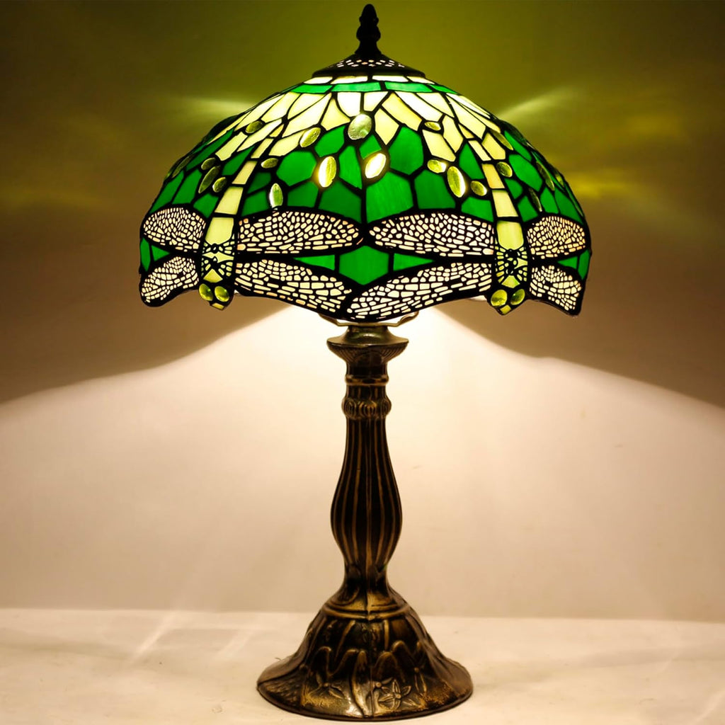 Tiffany Lamp Green Stained Glass Table Lamp 12X12X18 Inches B8977