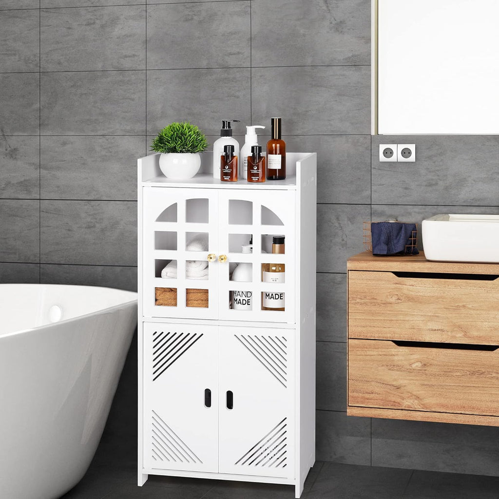 White PVC Double Door Floor Standing Storage Cabinet F196002