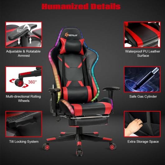 Red RGB LED Gaming Chair V415