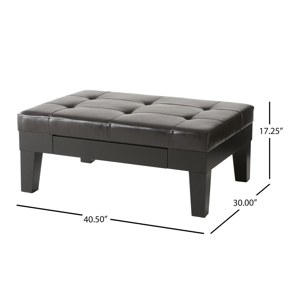 Dark Espresso Bonded Leather Storage Ottoman W310