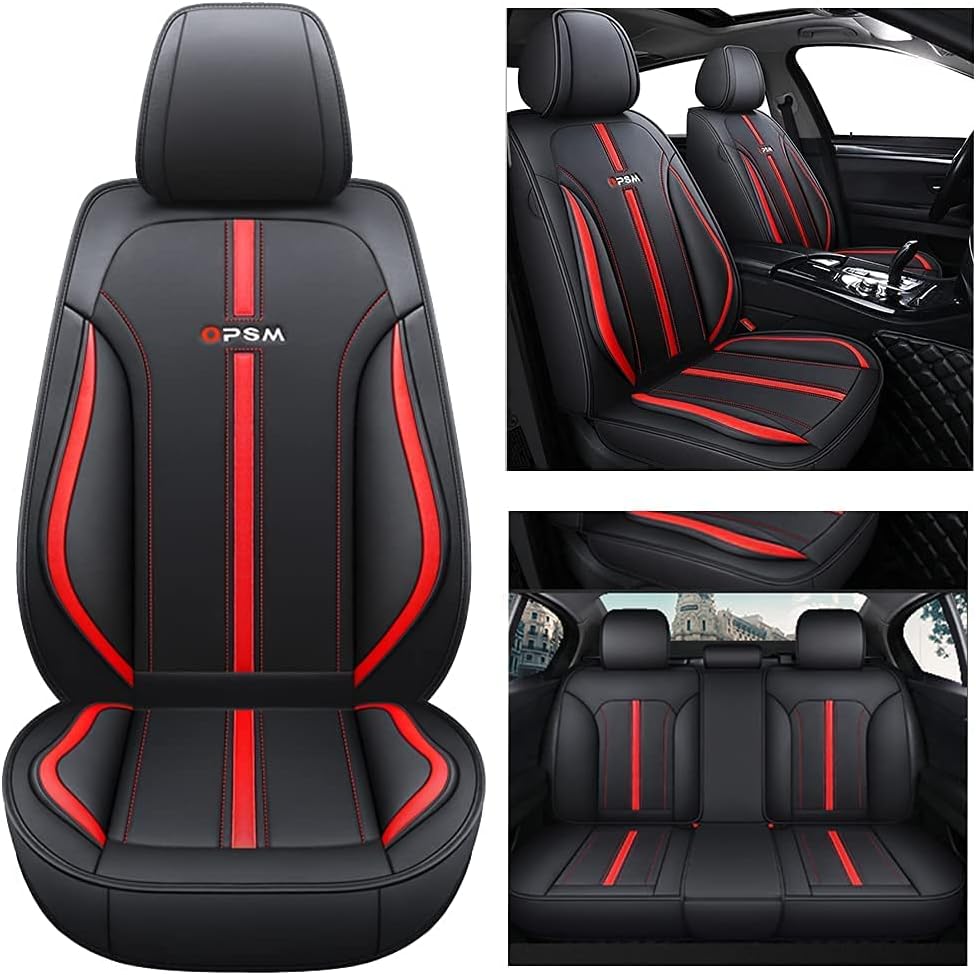 Leather Car Seat Cushion (Black-Blue) H862185