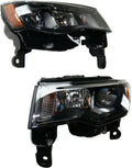 Head Light Assembly Driver and Passenger Side with Bulbs Black Housing W634346
