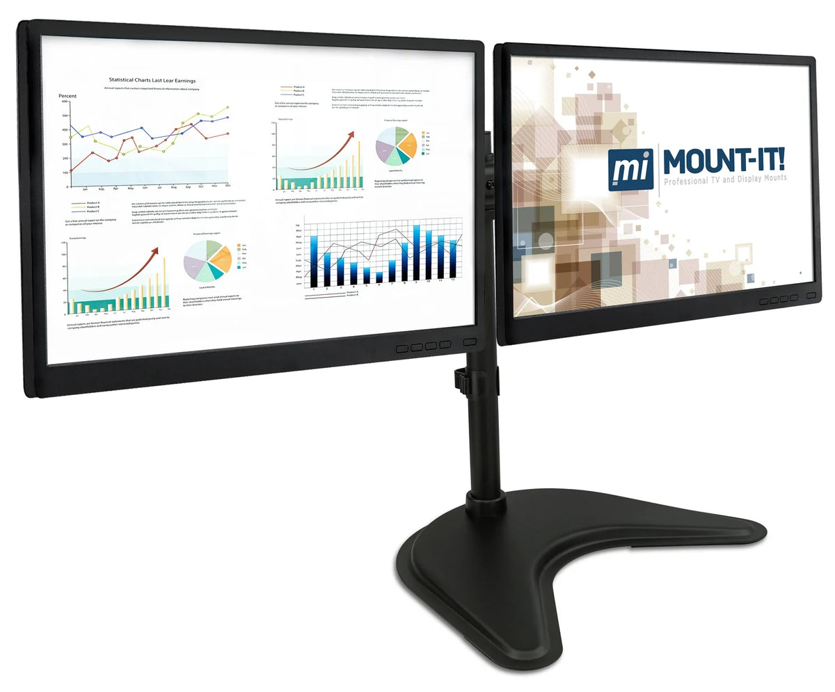 Free Standing Dual Monitor Stand for Two 19-27 Inch Computer Screens Q119611