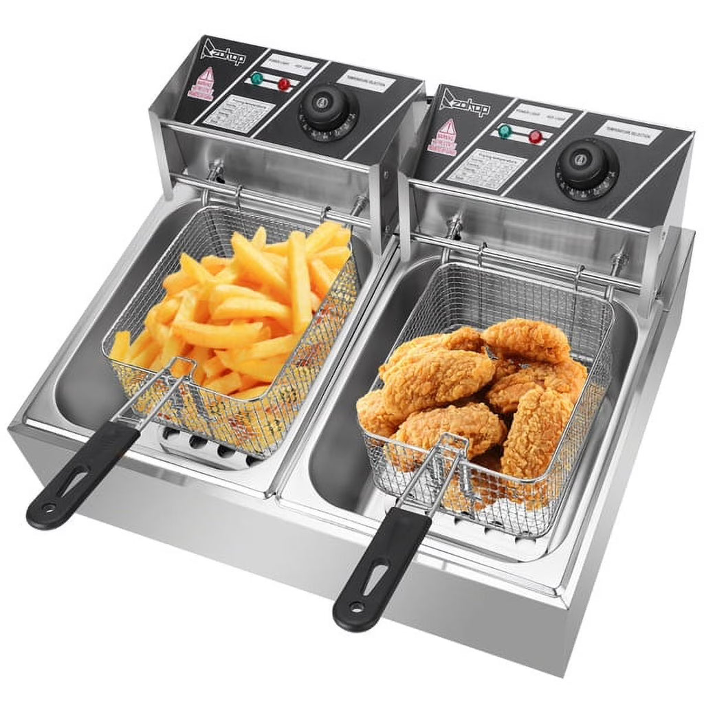 5000W 110V 12L Stainless Steel Double Cylinder Electric Fryer X585066