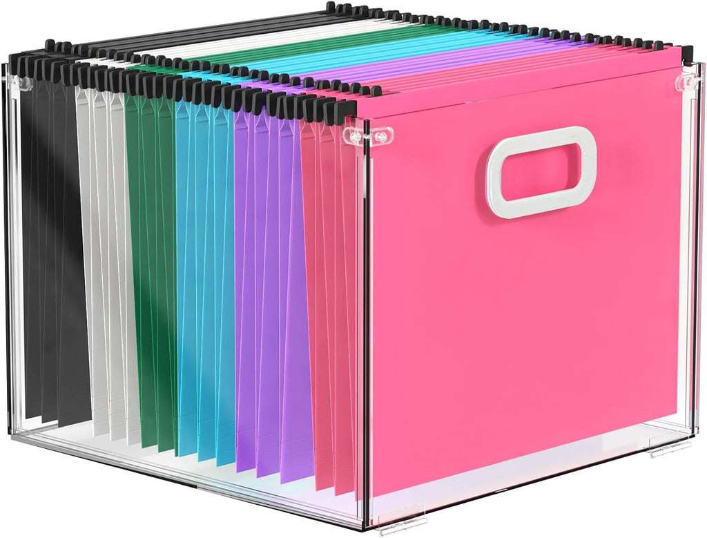 Clear Acrylic Hanging File Organizer with Handle J952
