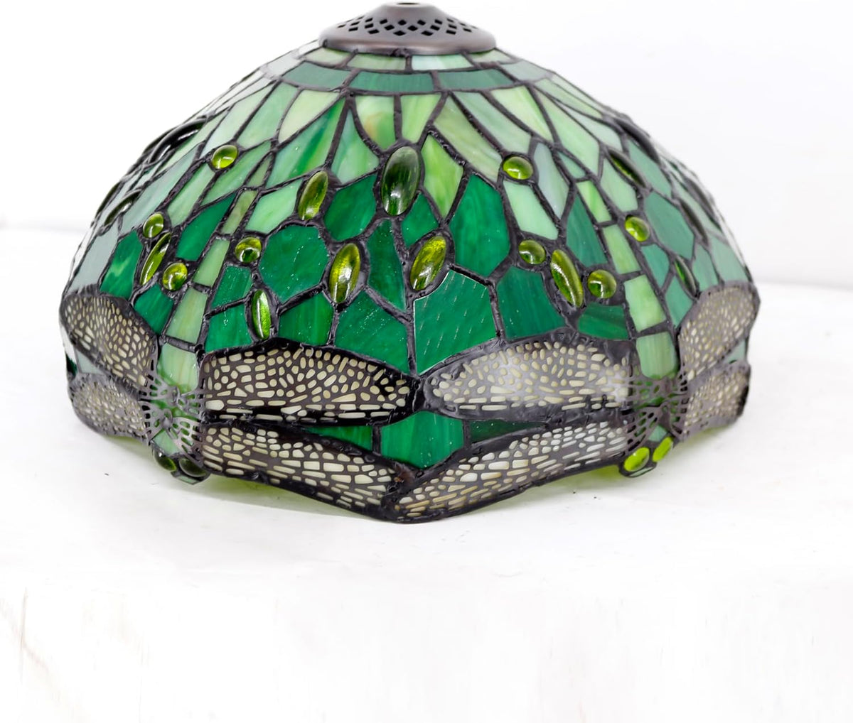 Tiffany Lamp Green Stained Glass Table Lamp 12X12X18 Inches B8977