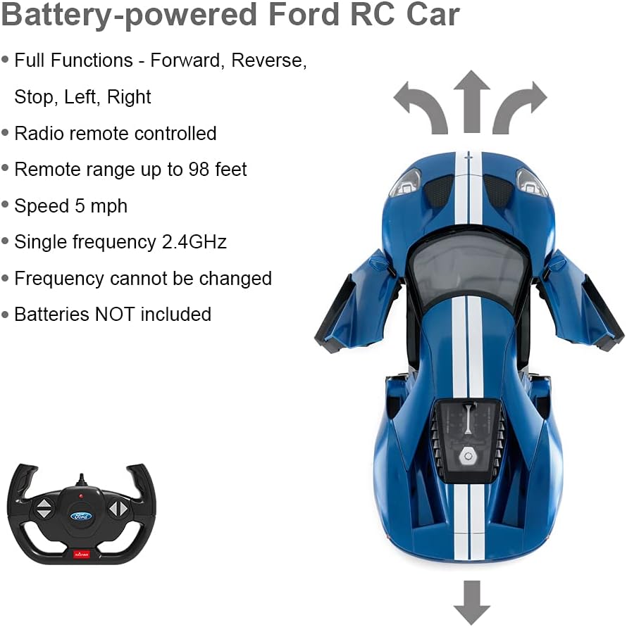 Blue 1/14 Ford GT Remote Control Race Toy Car Pack of 2 W11870