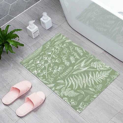 Sage Green Indoor Door Mats, Non-Slip Low Profile Entryway Rugs, 18x30IN W541710