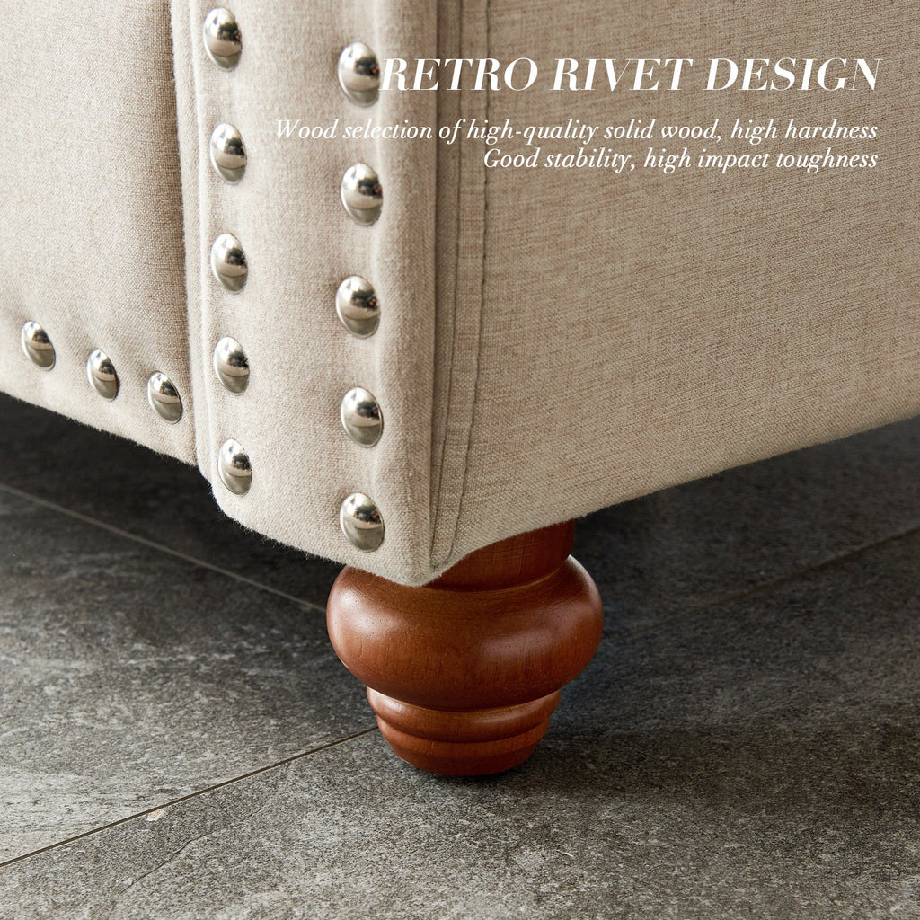 Beige Linen Sofa with Storage U811142