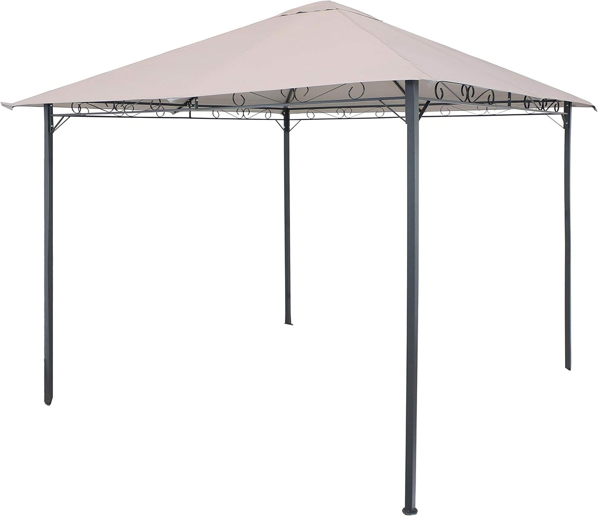 10 x 10 Foot Steel Gazebo with Gray Polyester Canopy Roof and Black Metal Frame E592