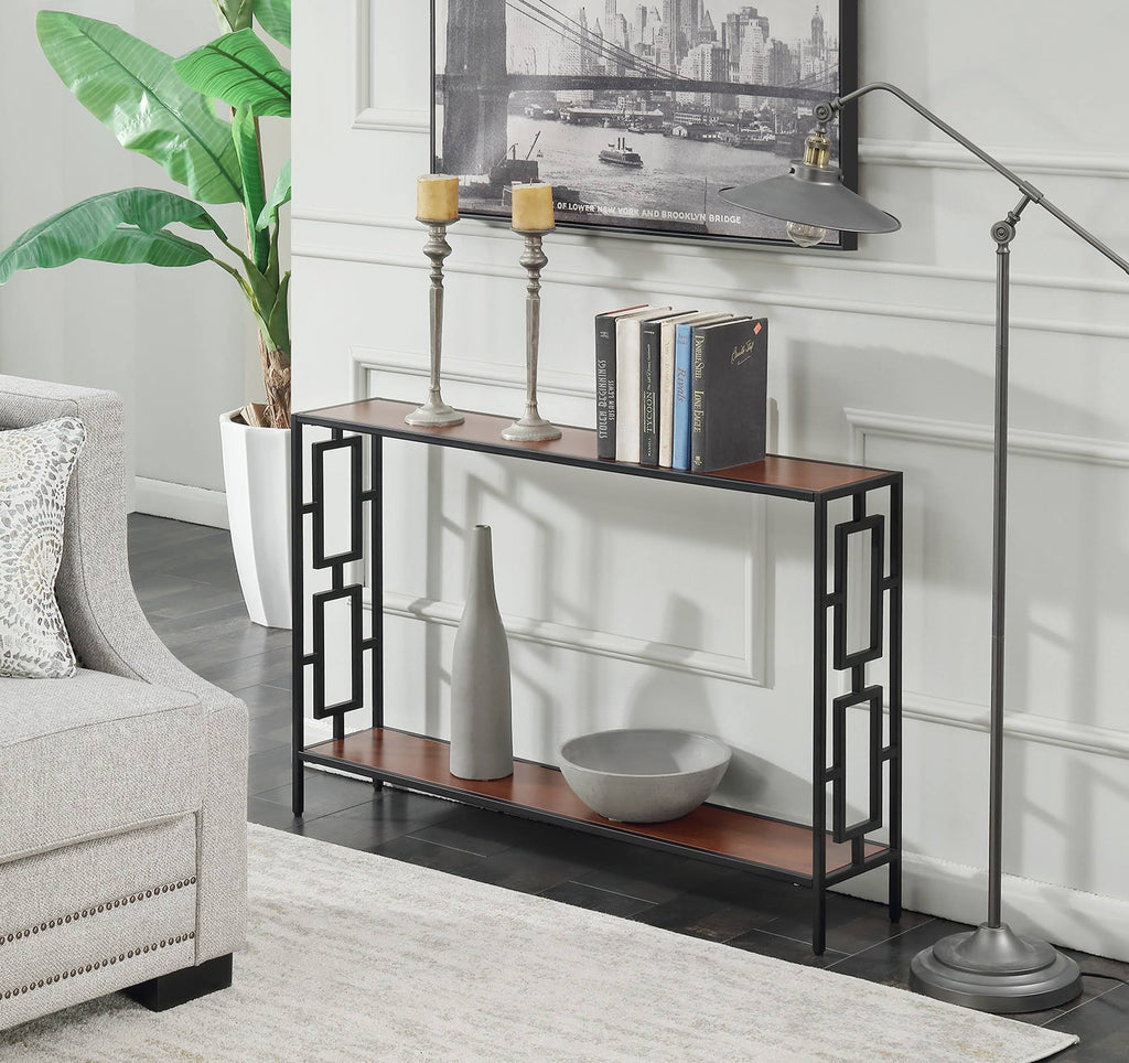 Metal Console Table, Cherry/Black G423
