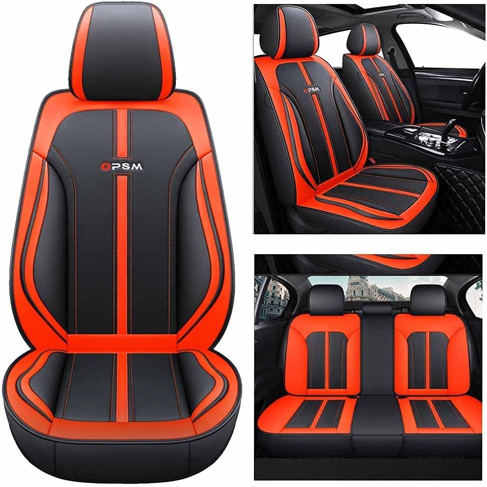 Leather Car Seat Cushion (Black-Blue) H862185