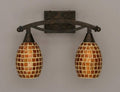 Two Light Bath Bar Bronze Finish with Copper Mosaic Glass J409818