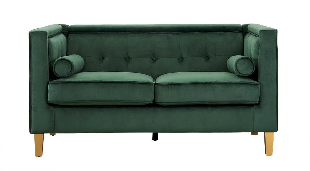 Green Loveseat with Solid Wood Legs S1932