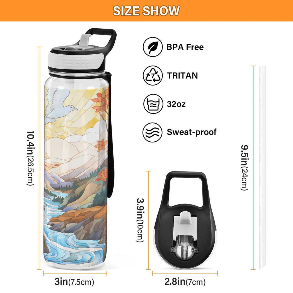 32oz Tritan Leakproof Clear Water Bottle with Straw B58599