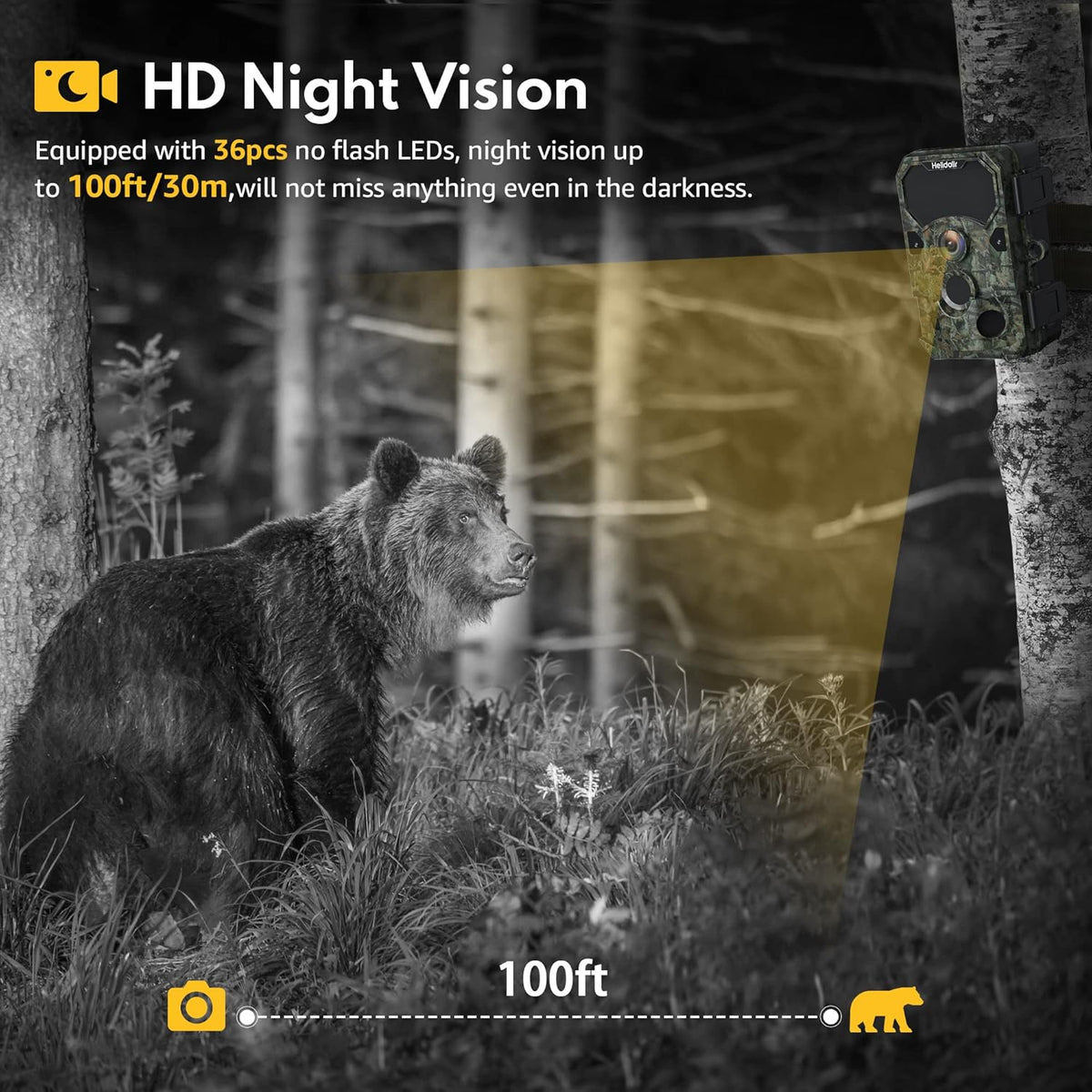 4K 30MP 30FPS Wireless Wi-fi Bluetooth Trail Camera with 120° Angle Night Vision IP66 Waterproof Wildlife Camera A11975