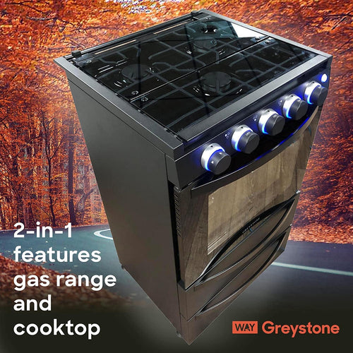 12 Volt 21 Inch Black RV Gas Range and Cooktop E1386