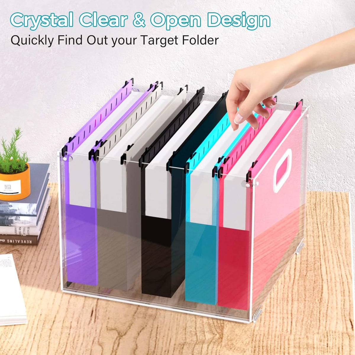 Clear Acrylic Hanging File Organizer with Handle J952