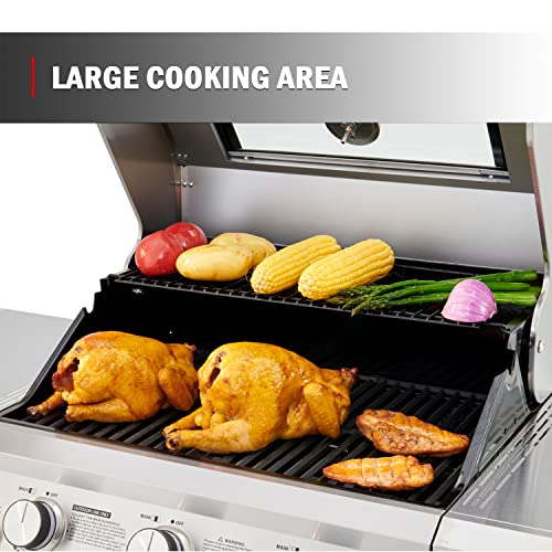 4-Burner Propane Gas Grill Stainless Steel Cabinet Style with Side Burner V4670