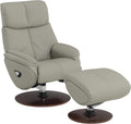 Gray Leather Swivel Chair with Ottoman R324523