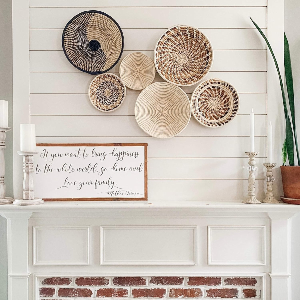 Set of 6 Handmade Woven Wall Baskets G28481
