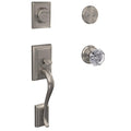 Satin Nickel Dummy Door Handleset with Glass Door Knob and Trim L4652