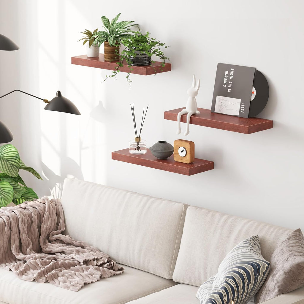 3 Pack Wall Mounted Shelves (Walnut) S59489