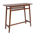 Walnut Brown Wooden Pub Table with Storage Shelf D4194