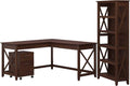 60W L Shaped Desk with 2 Drawer Mobile File Cabinet and 5 Shelf Bookcase R7957