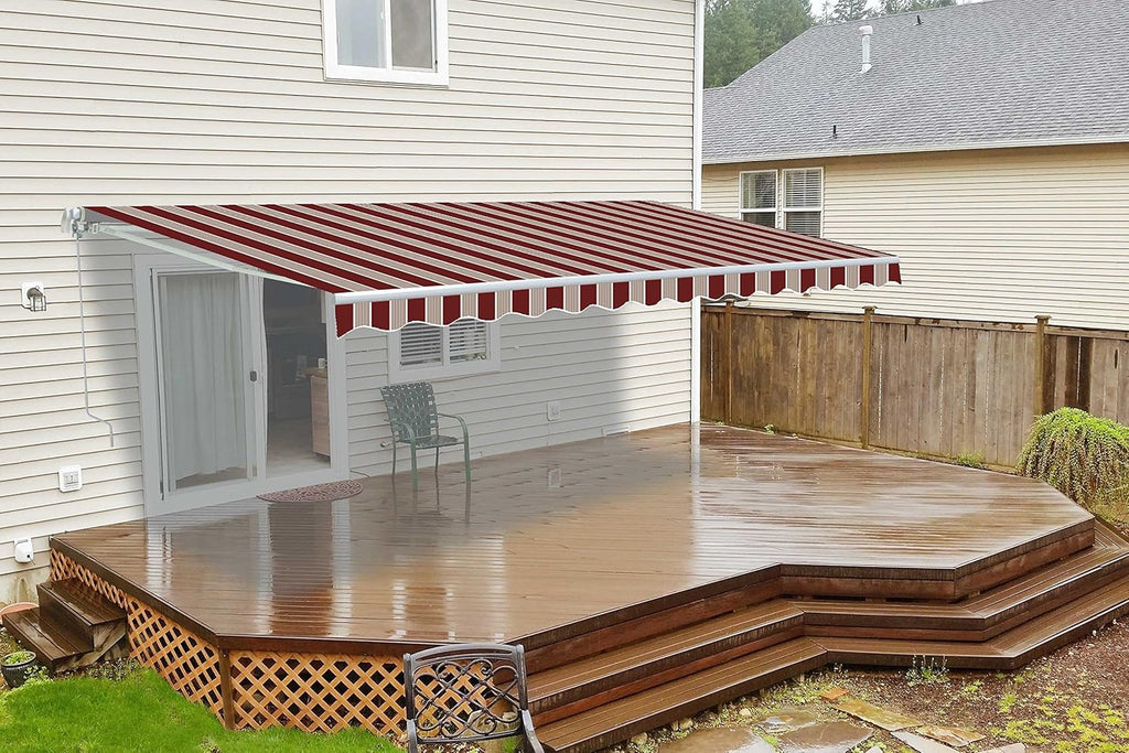 Retractable Awning Fabric Replacement 13 x 10 Feet Multi-Stripe Red Pack of 2 O54237