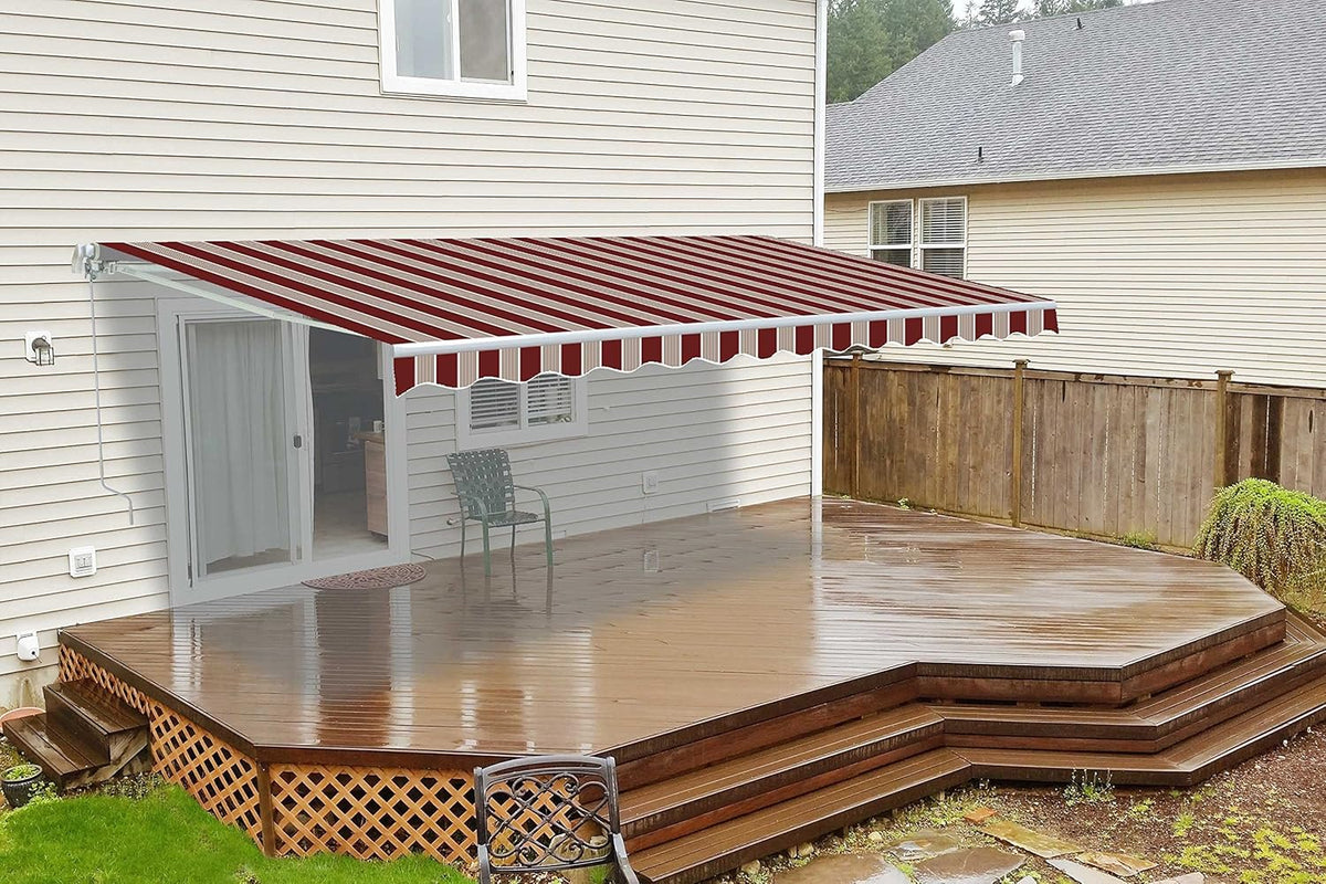 Retractable Awning Fabric Replacement 13 x 10 Feet Multi-Stripe Red Pack of 2 O54237