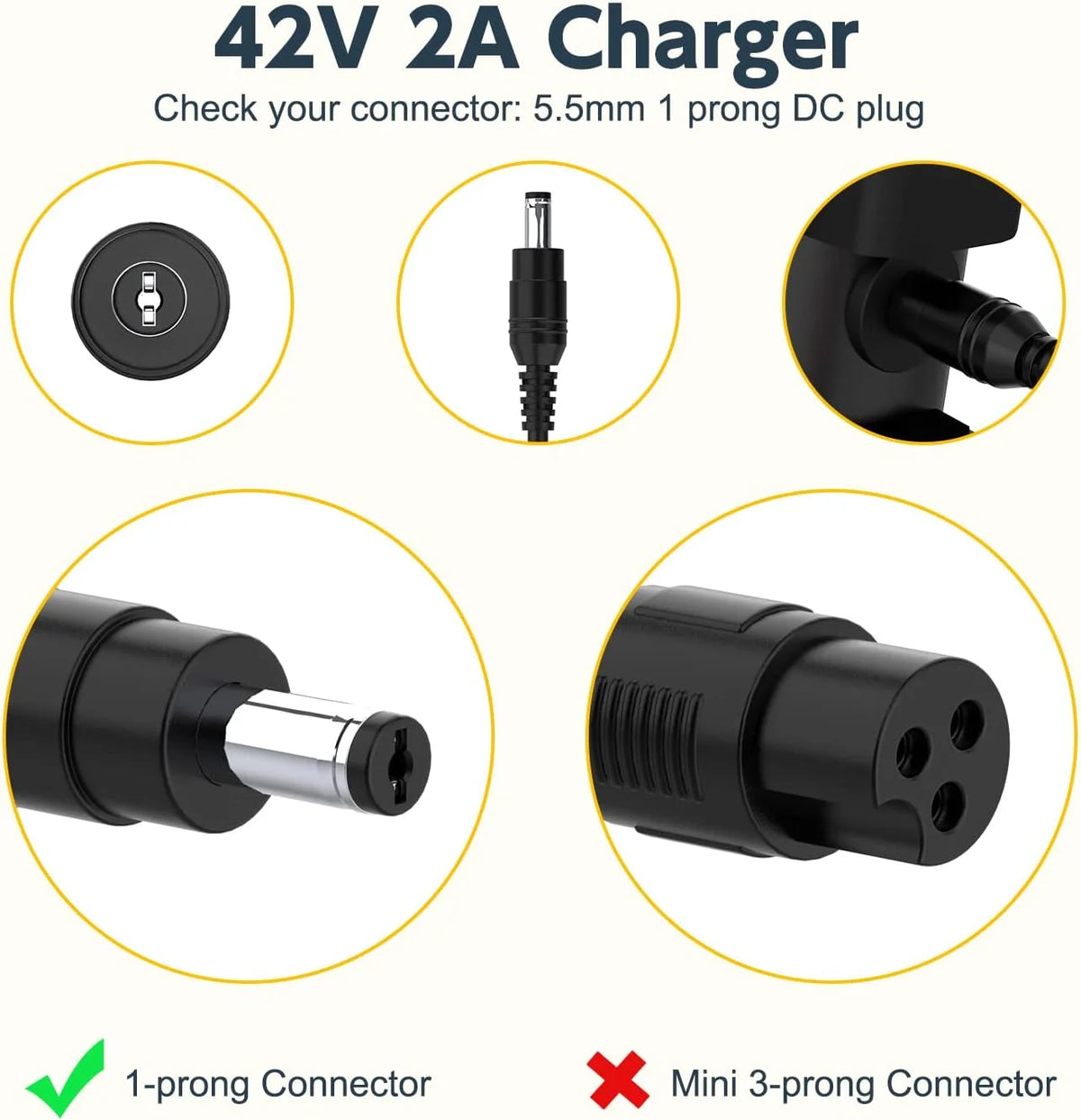 42V AC Adapter Charger for Electric Bike and 36V Scooter Lithium Battery G7367