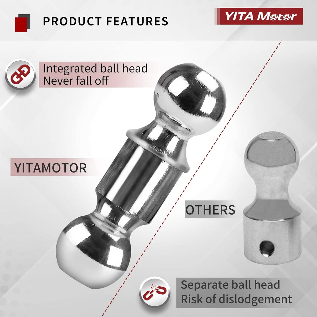 Adjustable Trailer Hitch Ball Mount, 2.5-Inch Receiver, 8-Inch Drop, Forged Aluminum Shank, 2-Inch and 2-5/16-Inch Combo Stainless Steel Tow Balls with Double Pin Key Locks E329307
