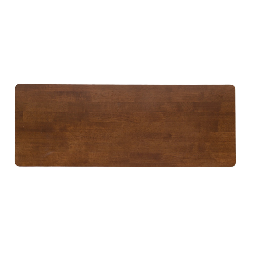 Walnut Brown Wooden Pub Table with Storage Shelf D4194