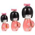 3 Pcs Wooden Japanese Kimono Doll Figurine T606551