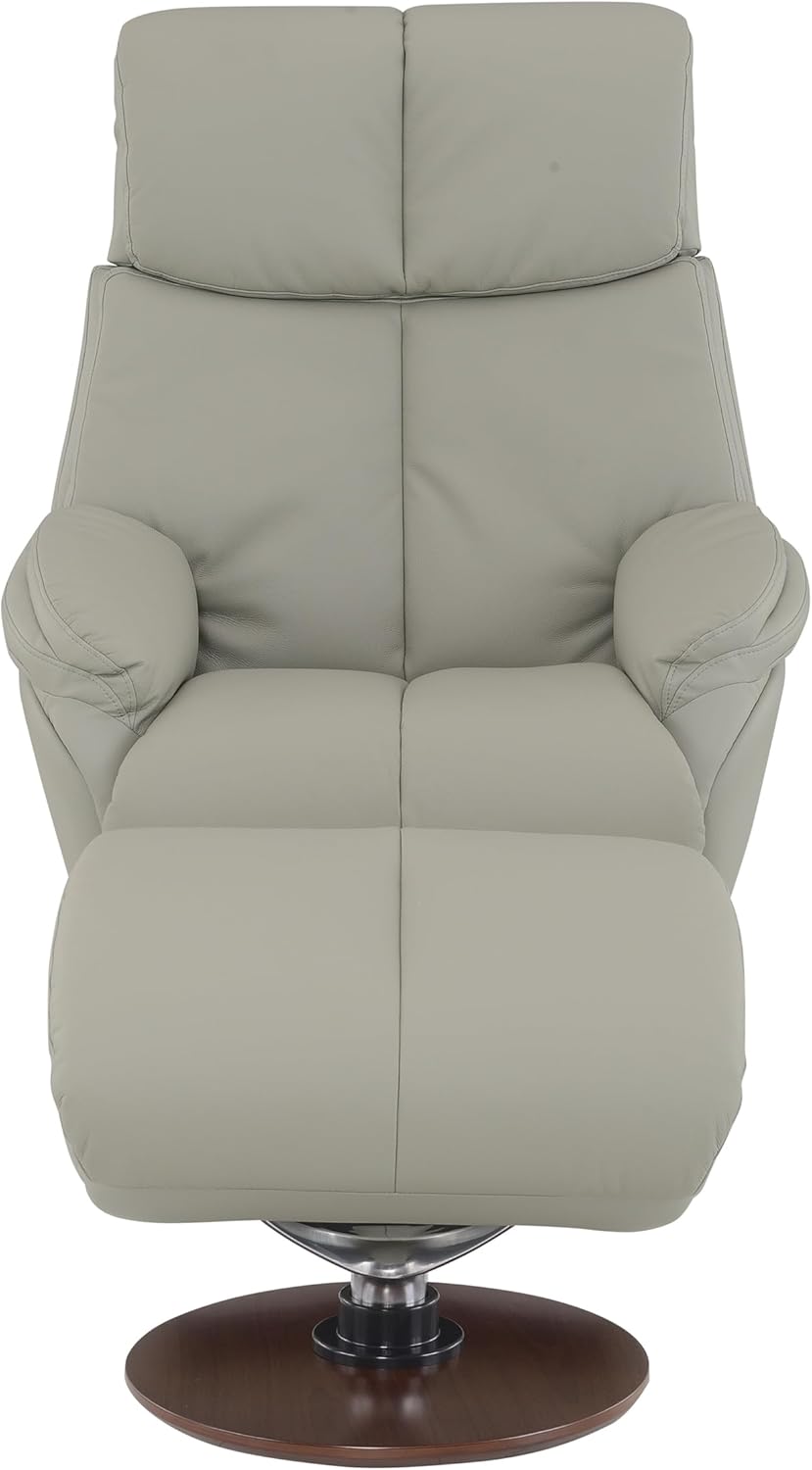 Gray Leather Swivel Chair with Ottoman R324523