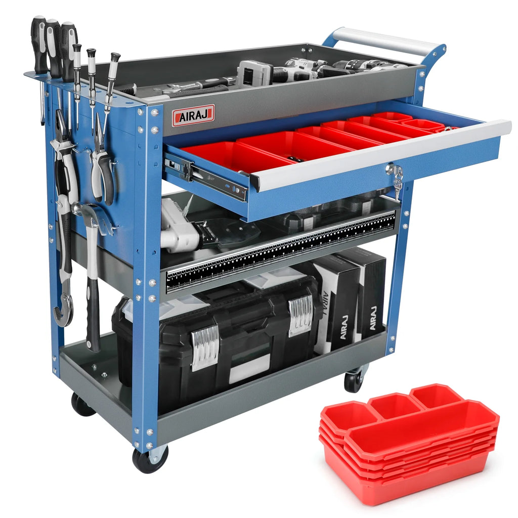 Tool Trolley with Hook, Non-slip Pearl Set, Ergonomic Handles, Rubber Brake Wheels H796
