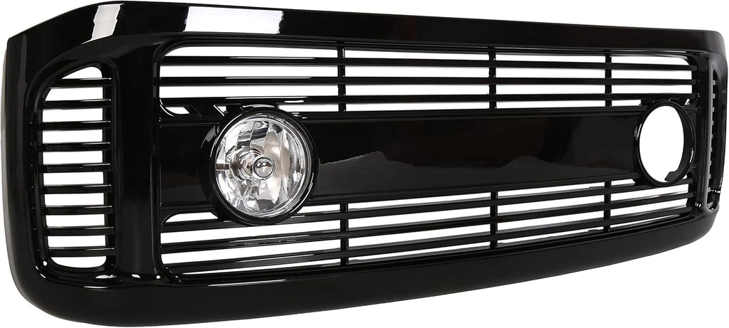Glossy Black Front Hood Bumper Grille Grill ABS with Fog Lights E938